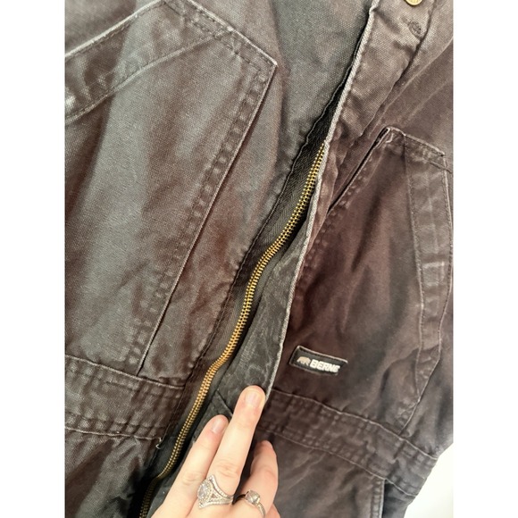 Berne Insulated Workwear Bib Overalls Womens XL Black Canvas Quilted Lined - Picture 6 of 8